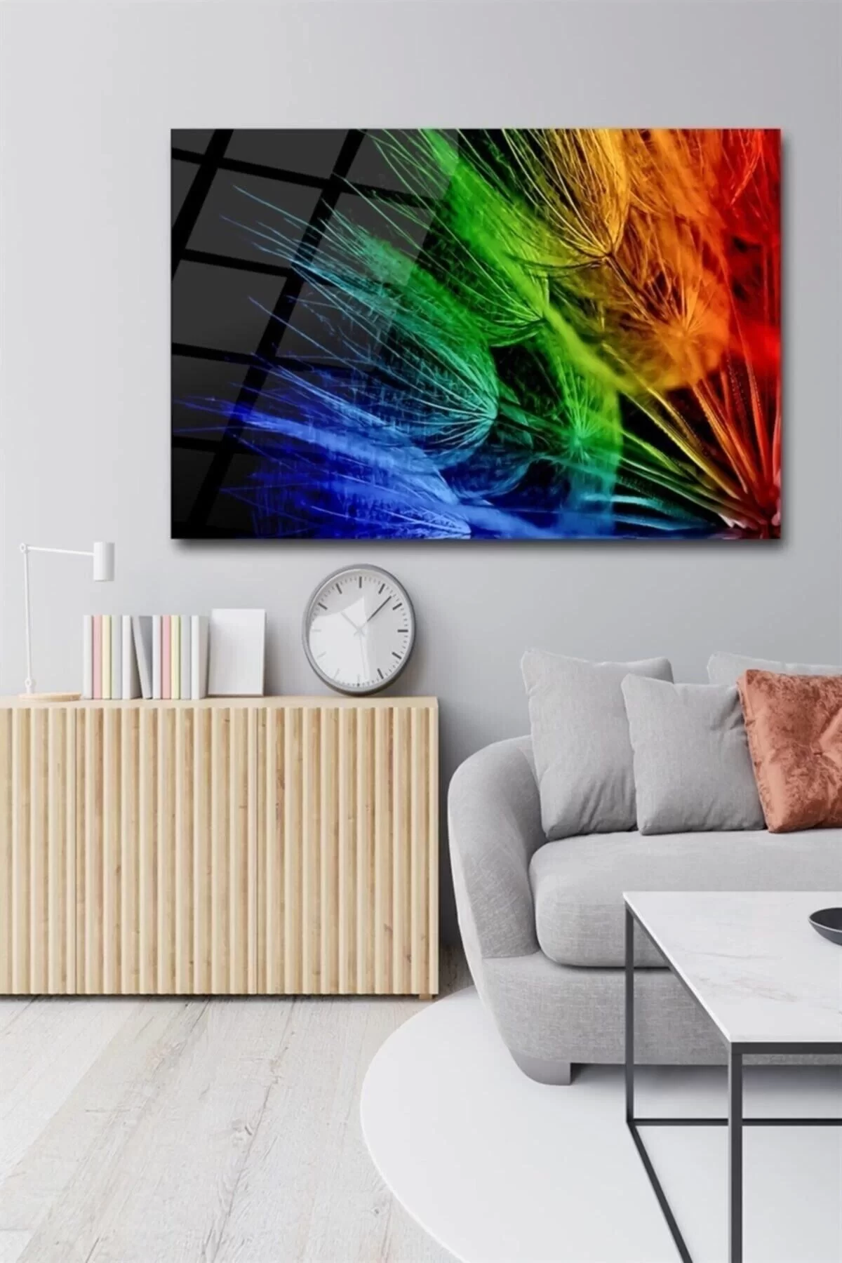 Colored Feather Glass Painting Wall Decoration