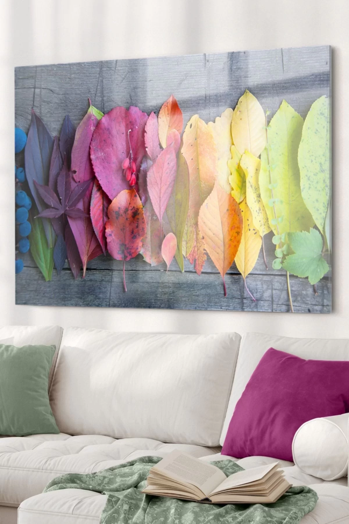 Colorful Leaves | Flowers Themed Glass Table | 50x70cm