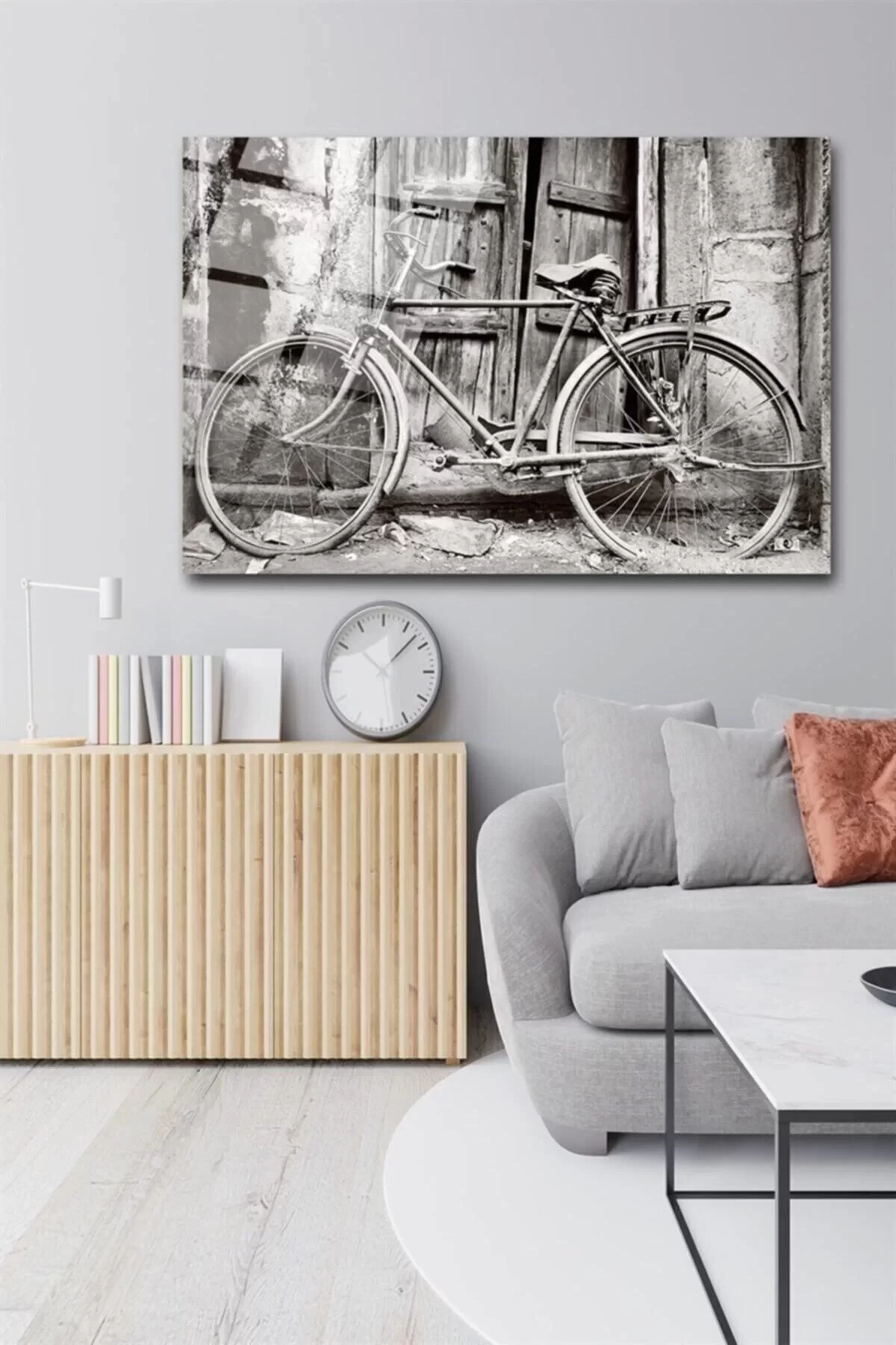 Retro Bicycle Glass Painting Wall Decoration