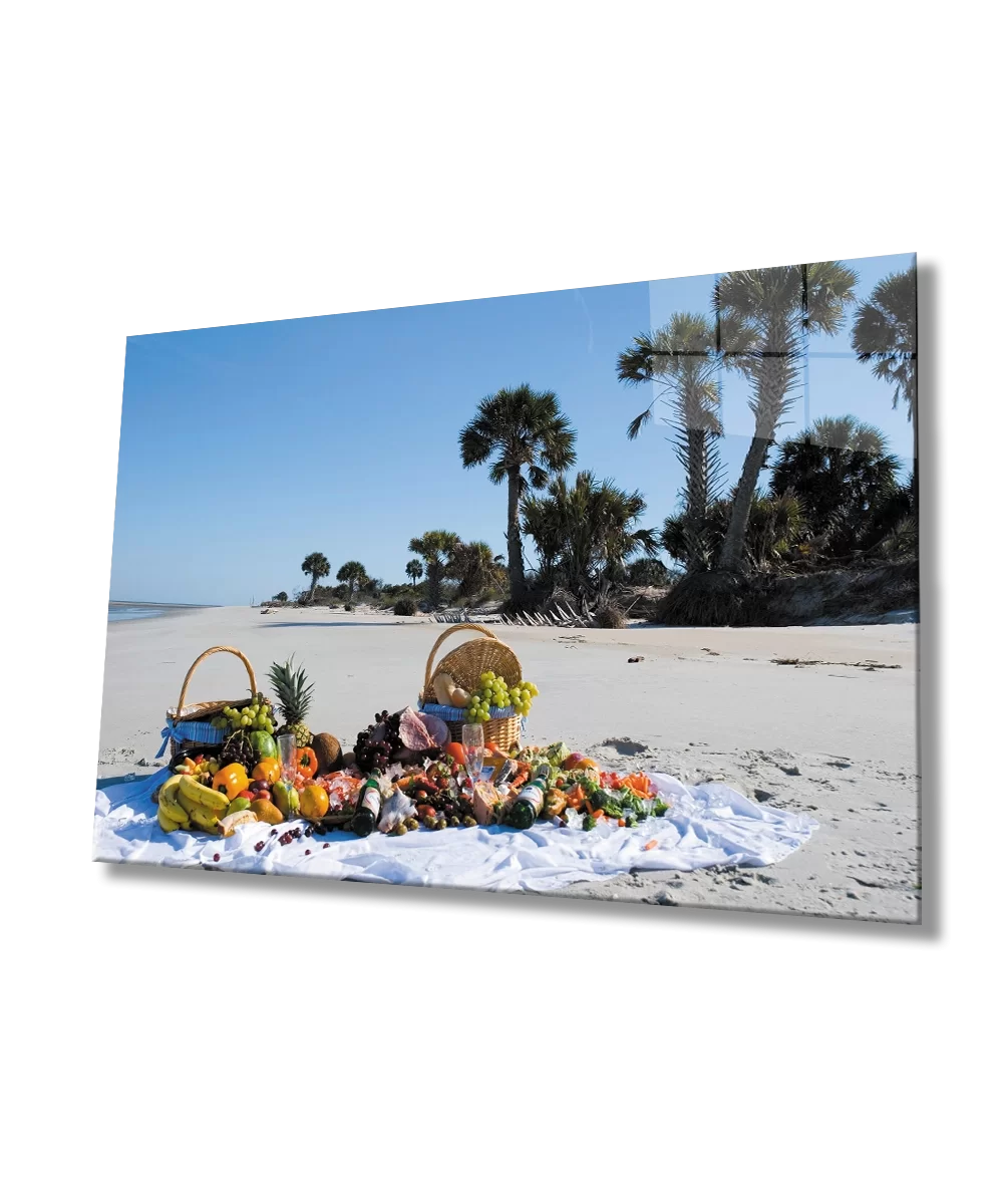 Beach Fruits Landscape Glass Painting