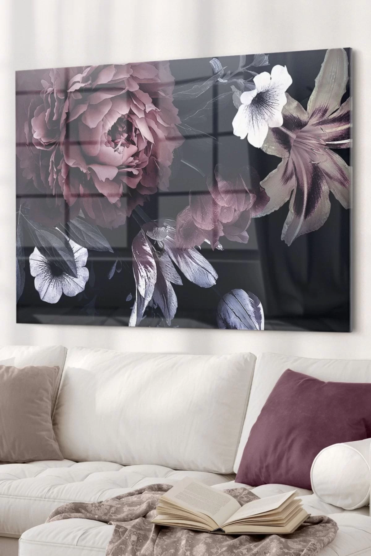 Peony Flower| Flower Themed Glass Table | 50x70cm