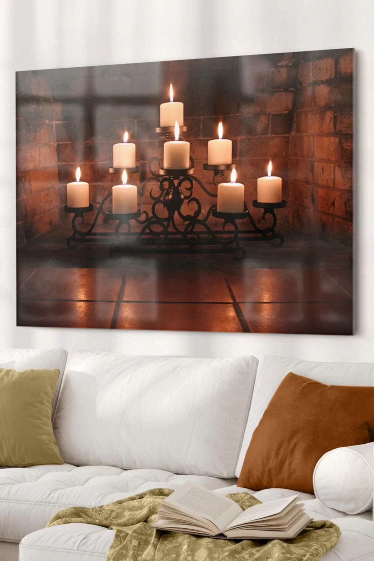 Candlestick And Candle | Candle Themed Glass Table | 50x70cm