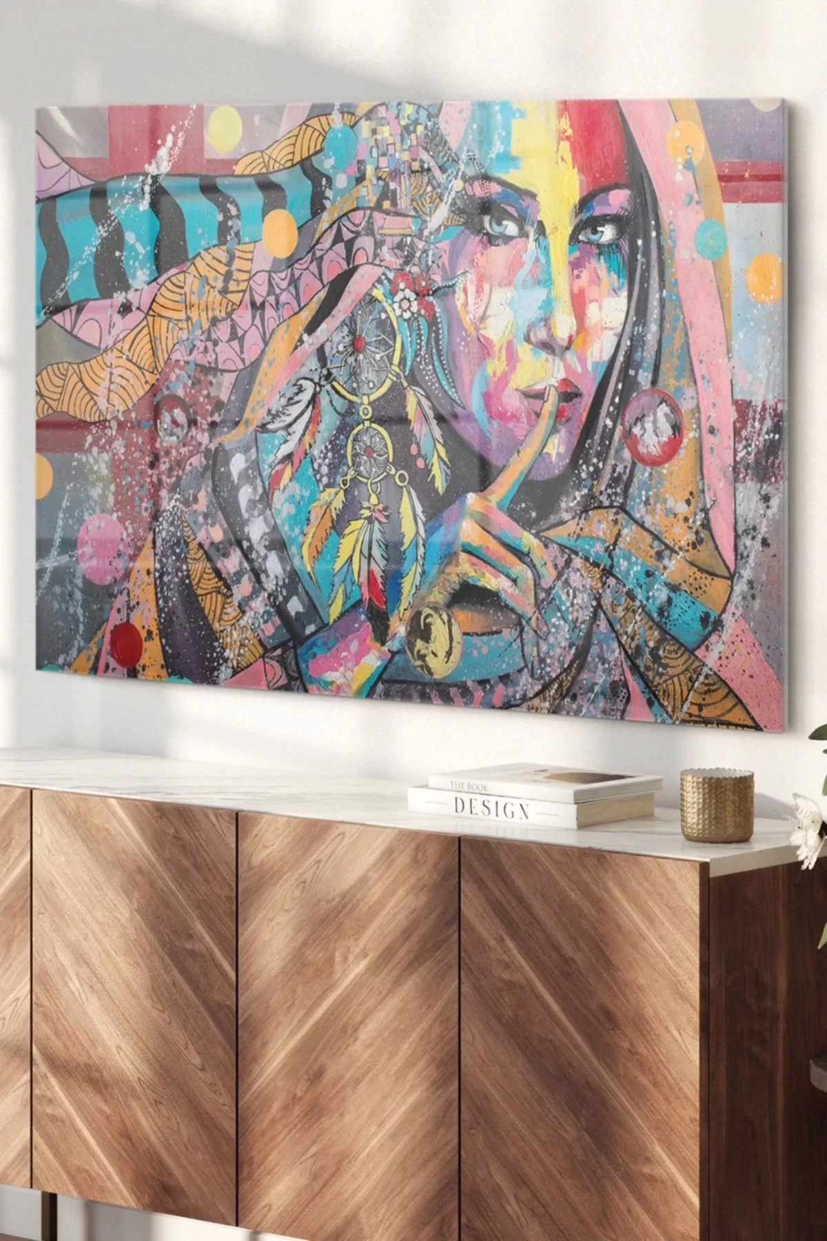 Artistic Woman Drawing | Art Themed Glass Painting | 50x70cm