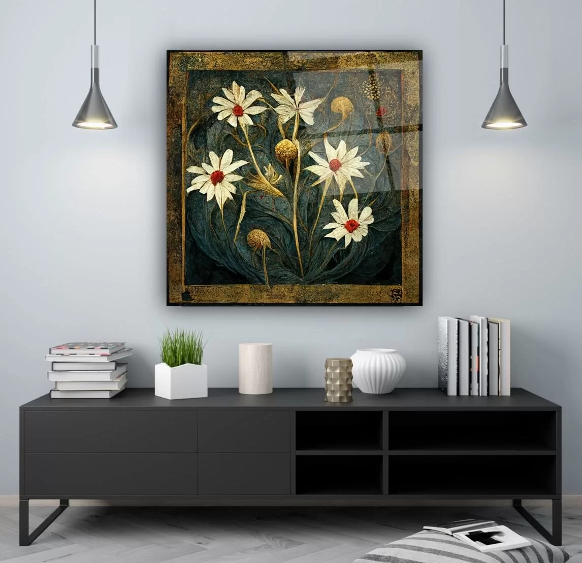 Artistic Daisy Glass Painting