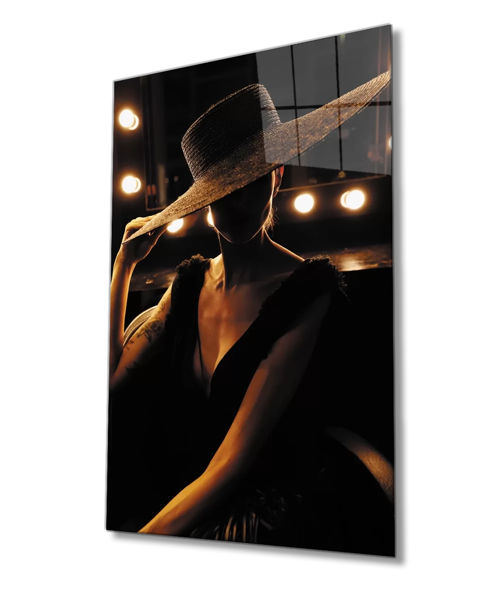 Woman in Hat Glass Painting