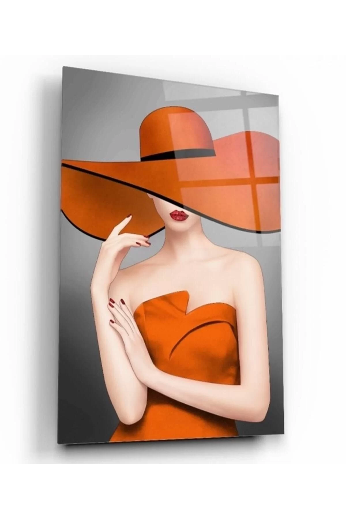 Woman in Hat Glass Painting