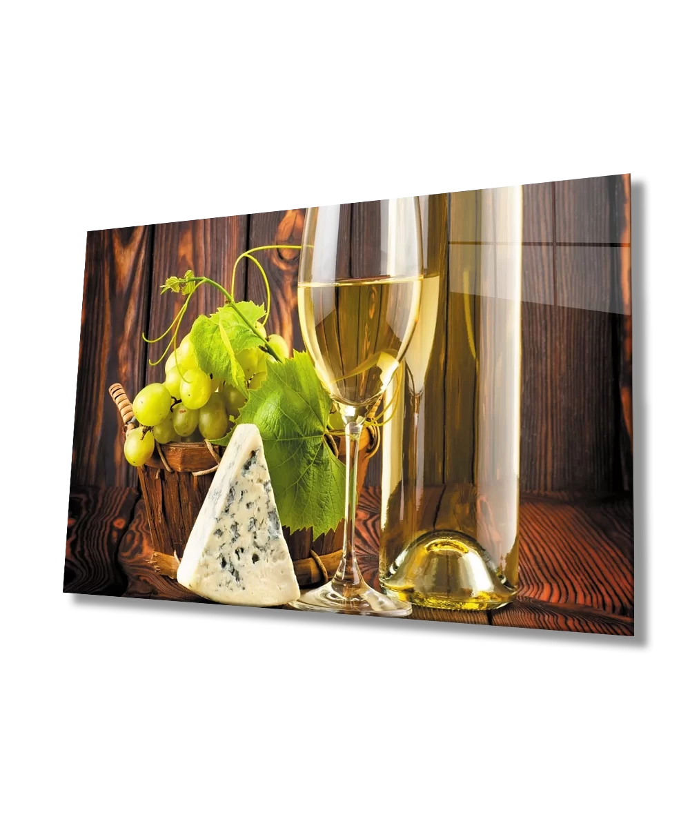 Wine Cheese Still Life Kitchen Glass Table