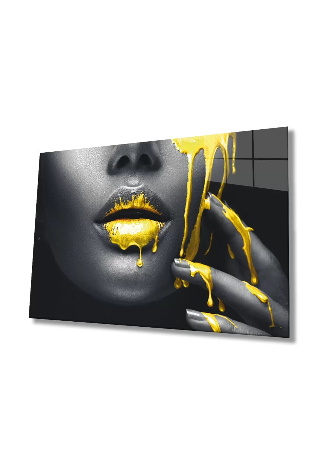 Woman with Yellow Lips Glass Painting