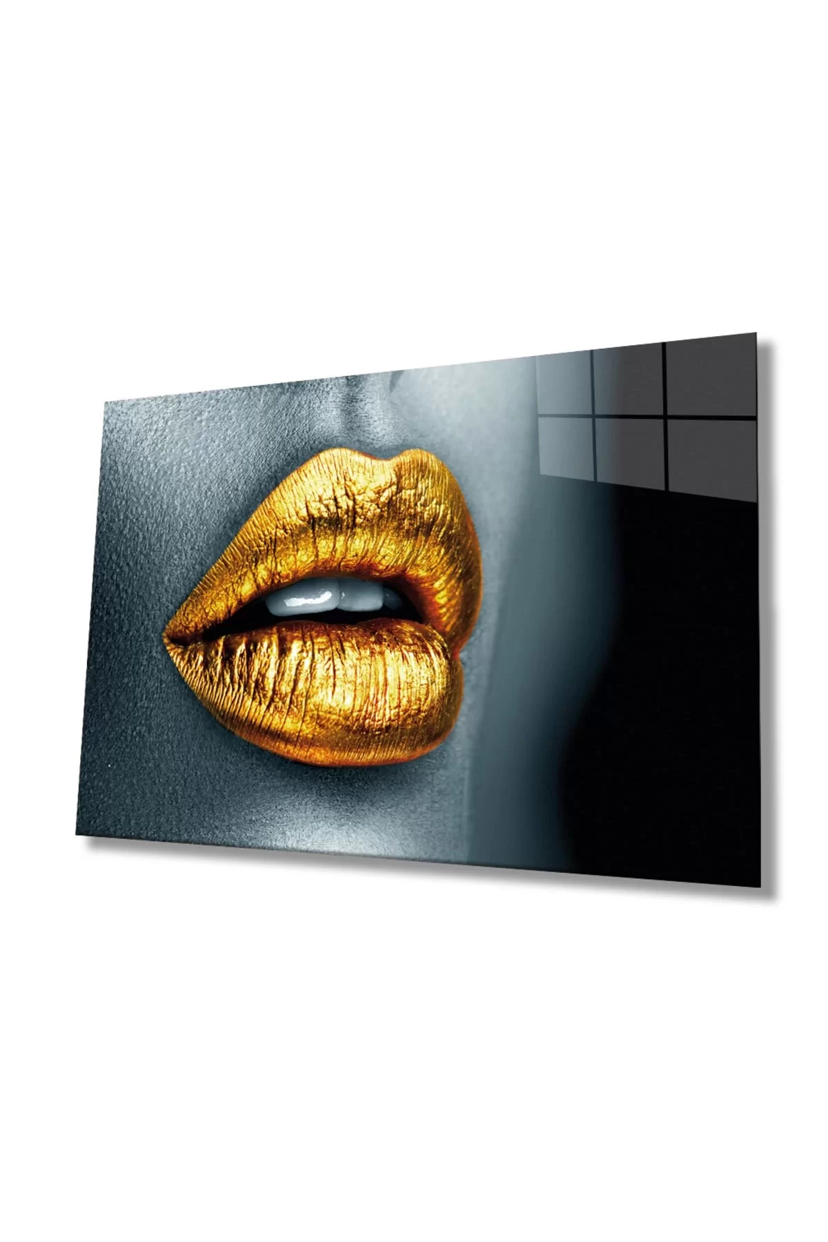 Woman with Yellow Lips Glass Painting