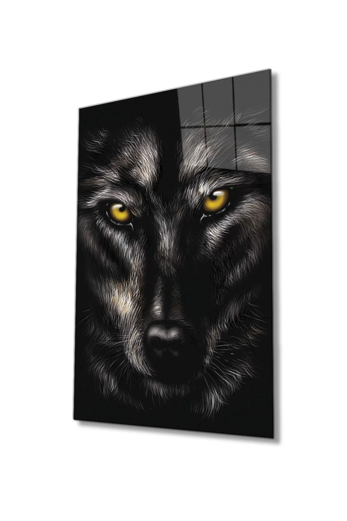 Yellow-Eyed Wolf Animal Portrait Glass Painting,