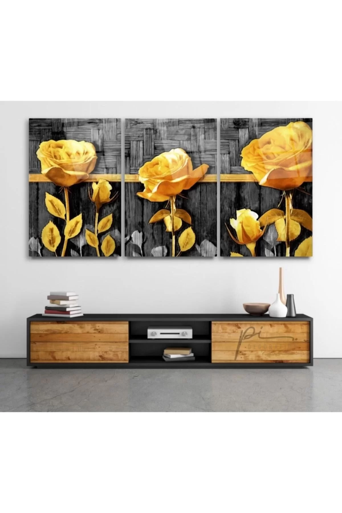 Yellow Roses Triple Glass Painting