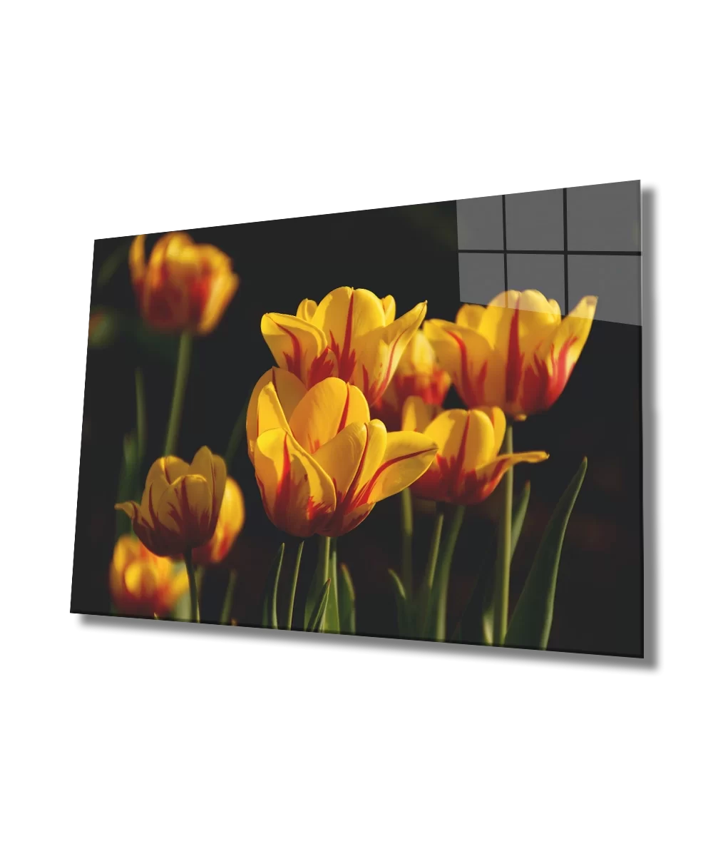 Yellow Tulip Glass Painting Yellow Flowers