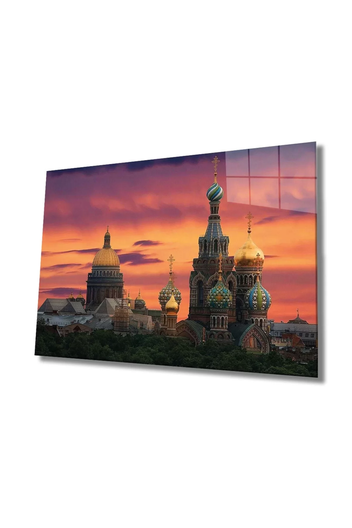 Moscow Glass Painting with City View, Home and Office Wall Decoration