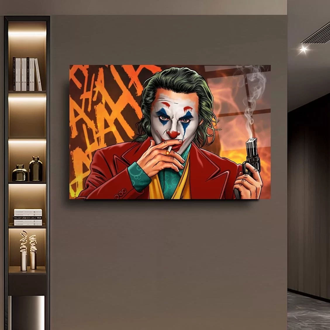 Smoking Joker Artistic Glass Painting