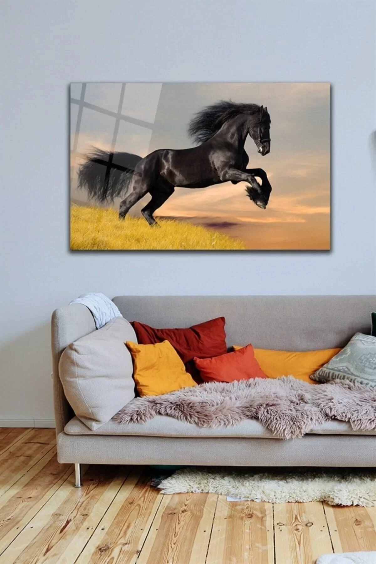 Black Horse Glass Painting