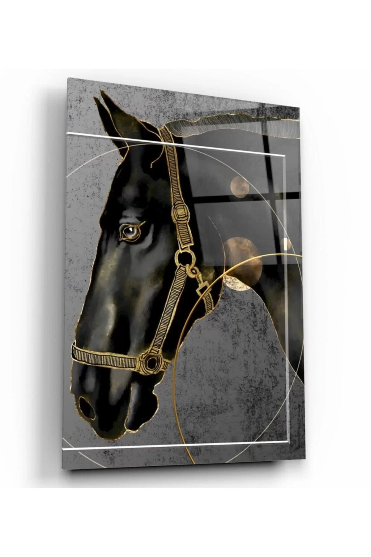 Black Horse Glass Painting