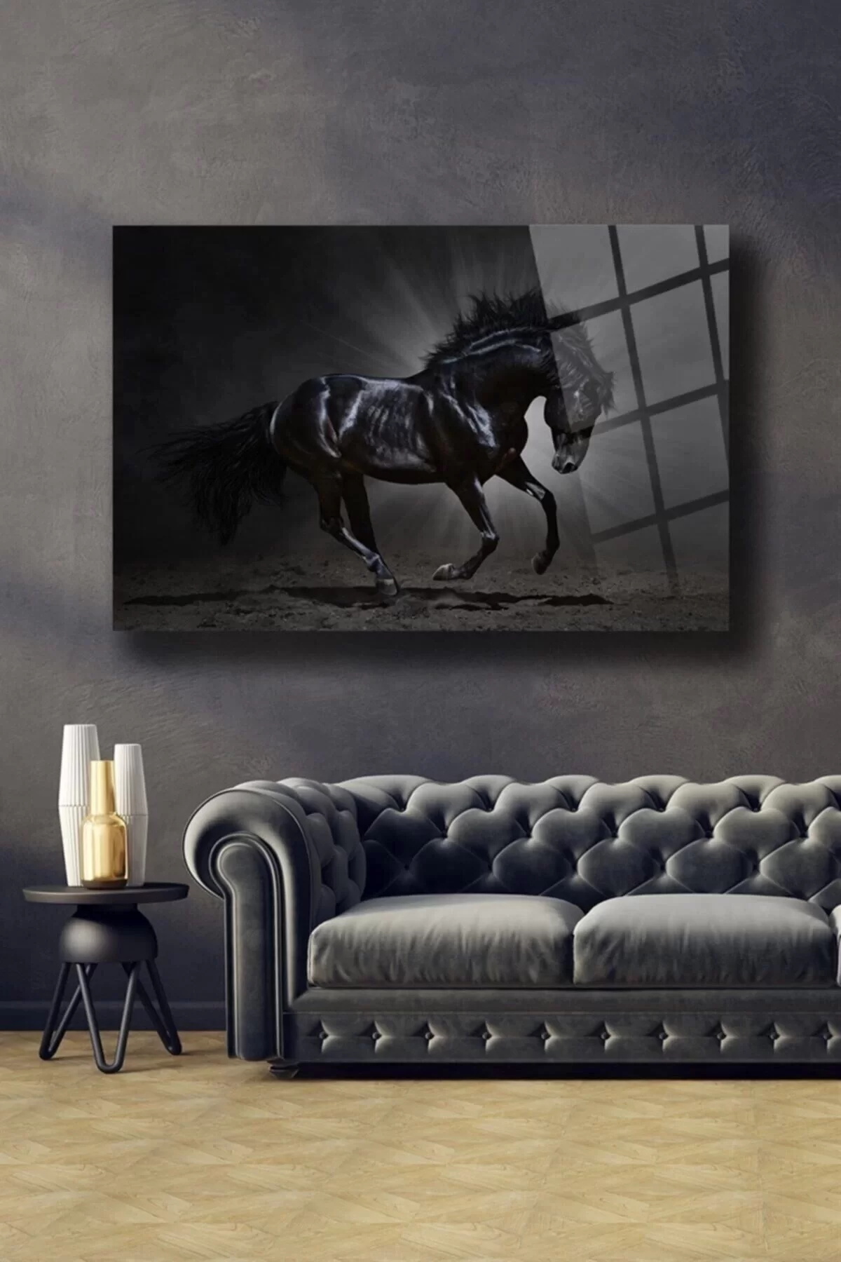 Black Horse Glass Painting Wall Decoration,Home Decoration,Wall Painting