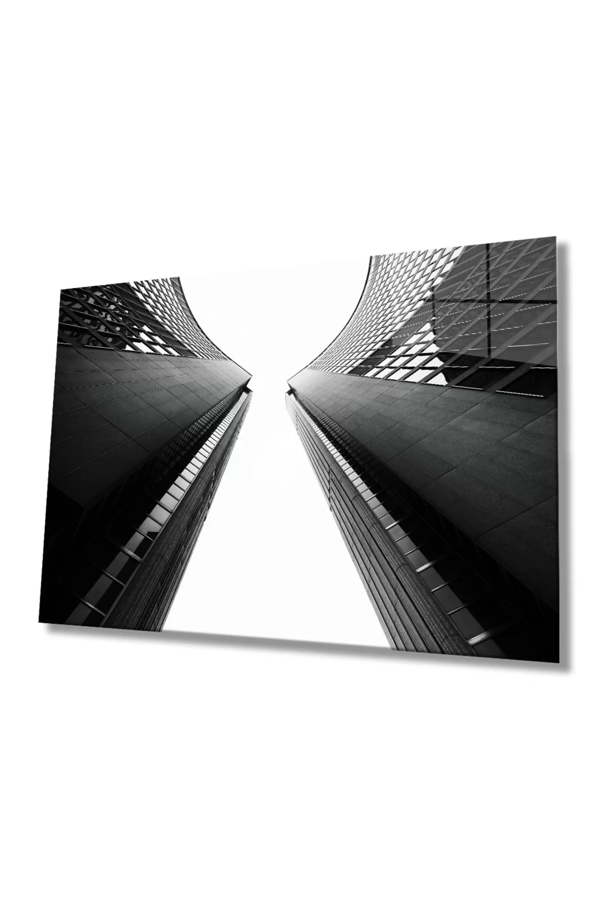 Black White Geometric Building Glass Painting, Home And Office Wall Decoration