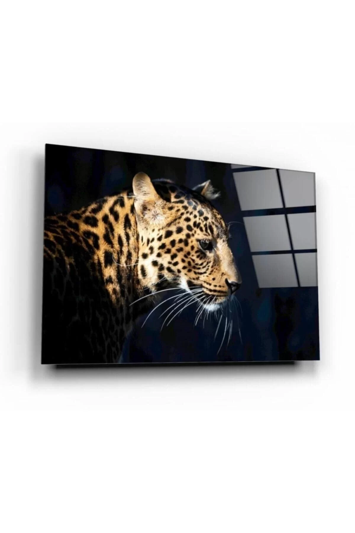 Black Cheetah Glass Painting