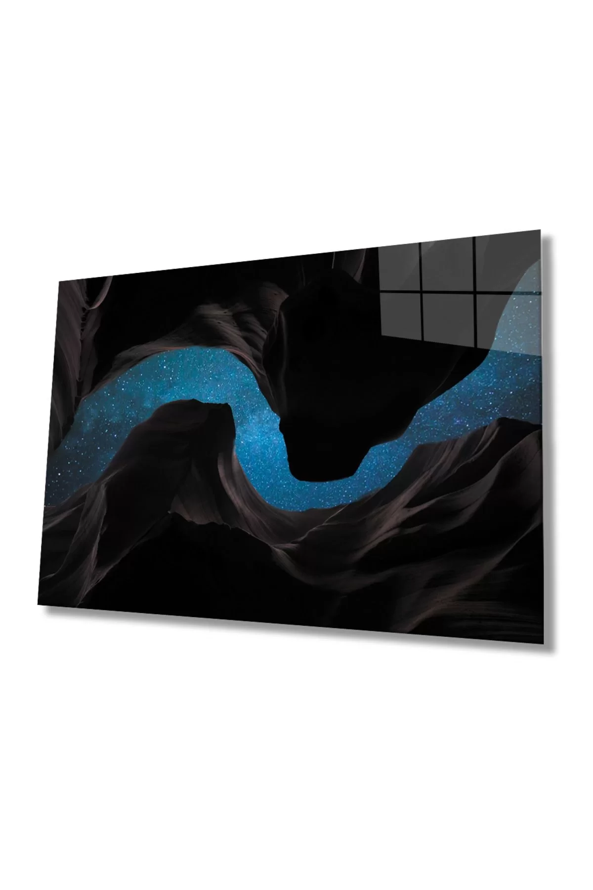 Black Blue Geometric Glass Painting, Home And Office Wall Decoration