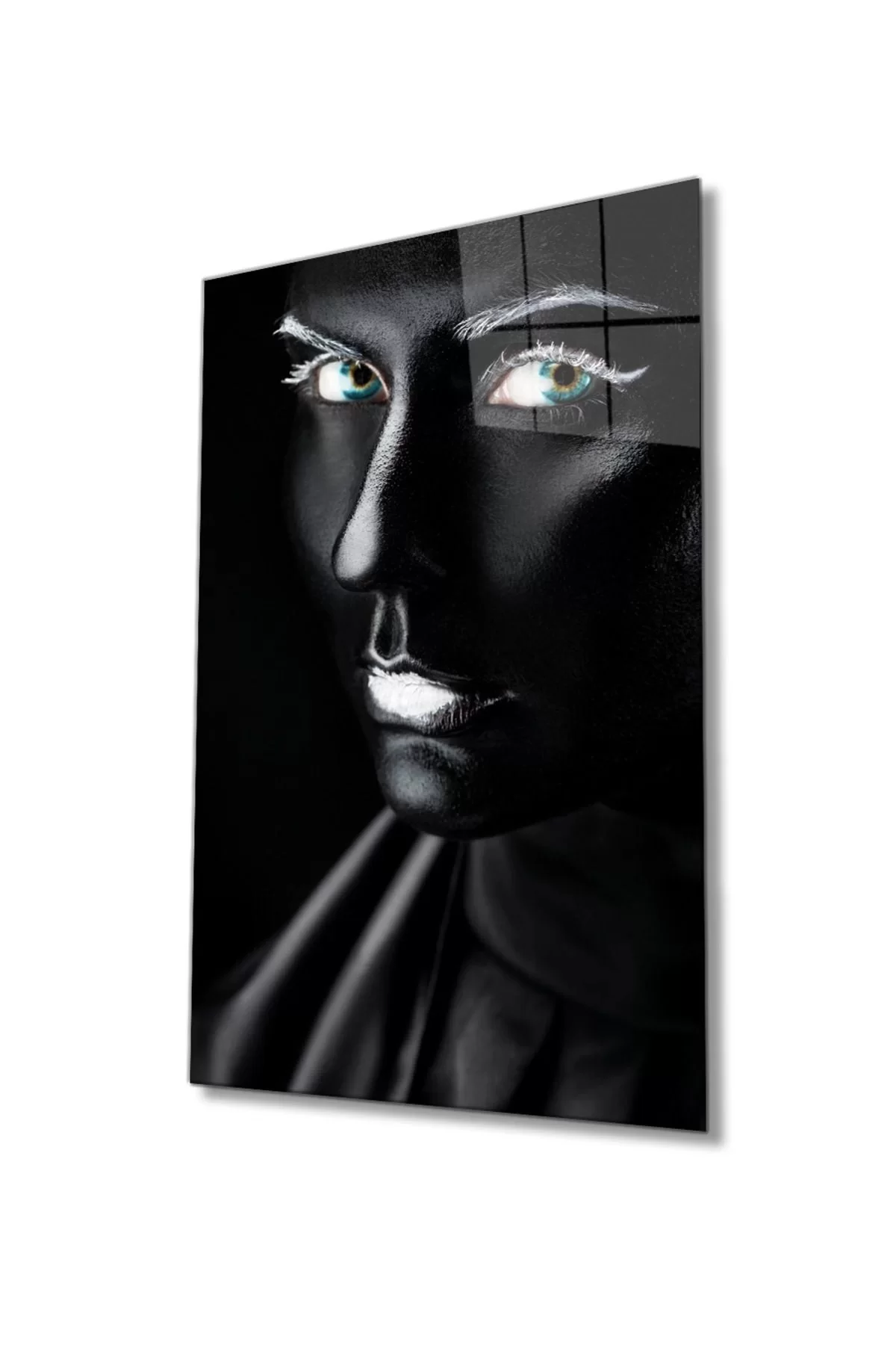 Black Glittering Woman Glass Painting, Home And Office Wall Decoration,