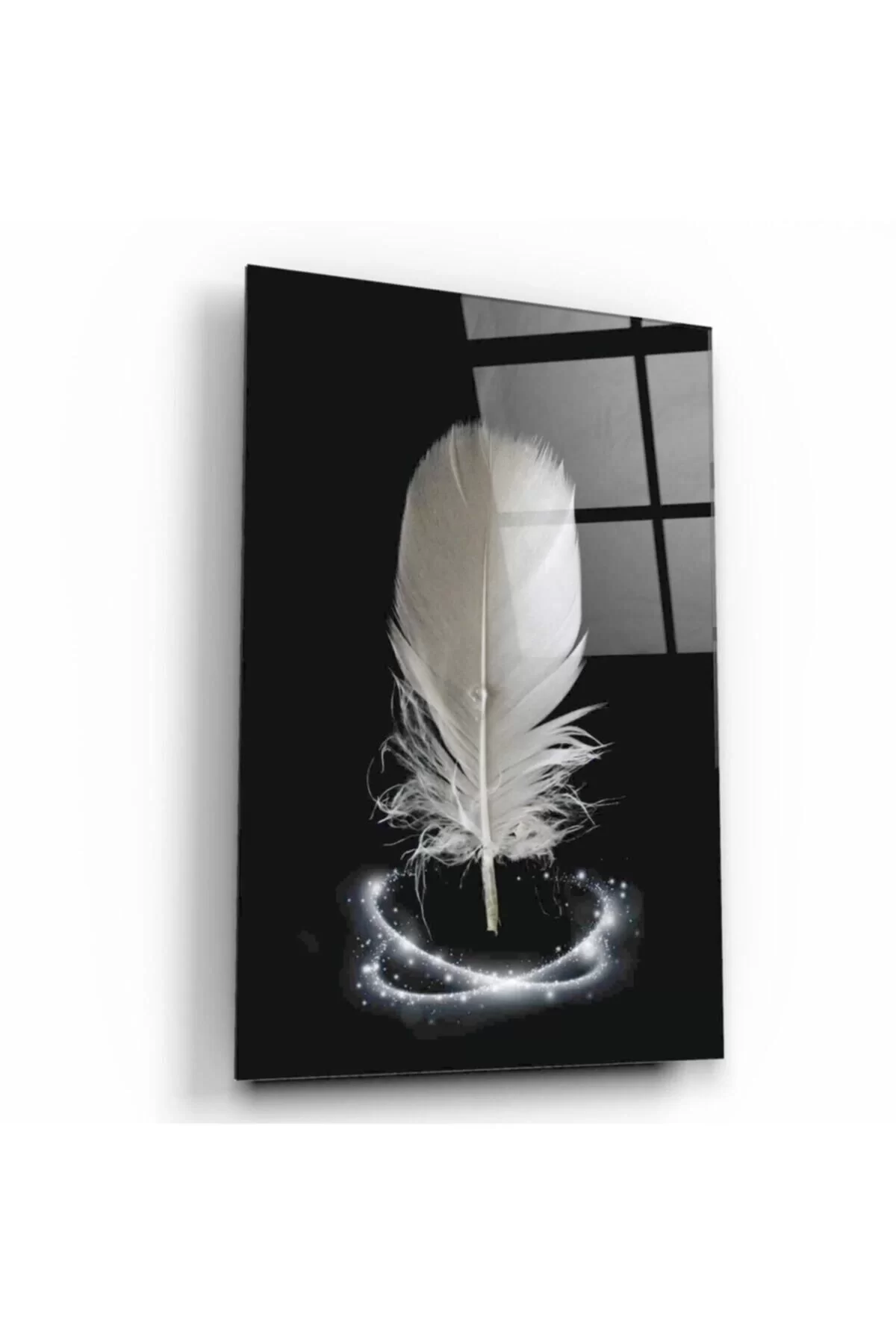 Black Feather Glass Table