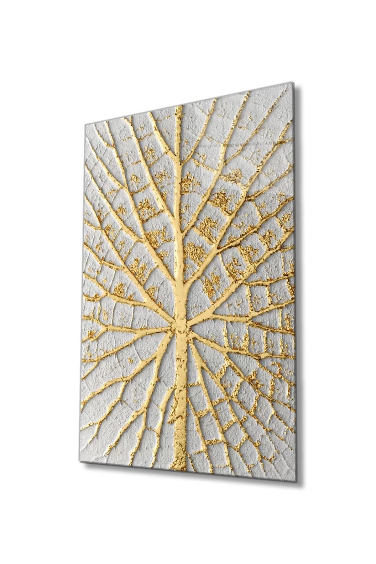 Abstract White Gold Tree Glass Painting, Home And Office Wall Decoration,