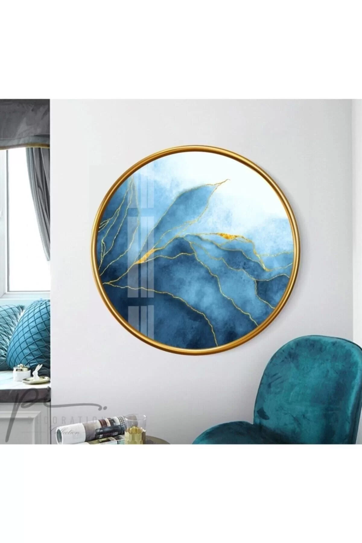 Abstract Pattern Round Glass Painting