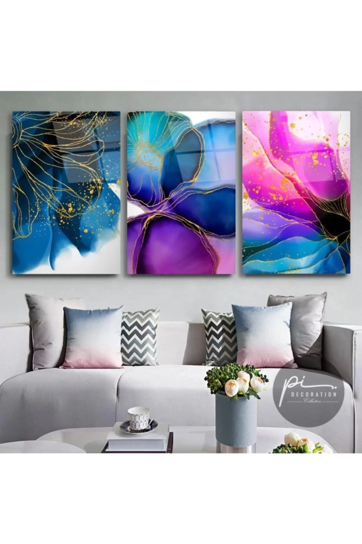 Abstract Patterns Triple Glass Painting