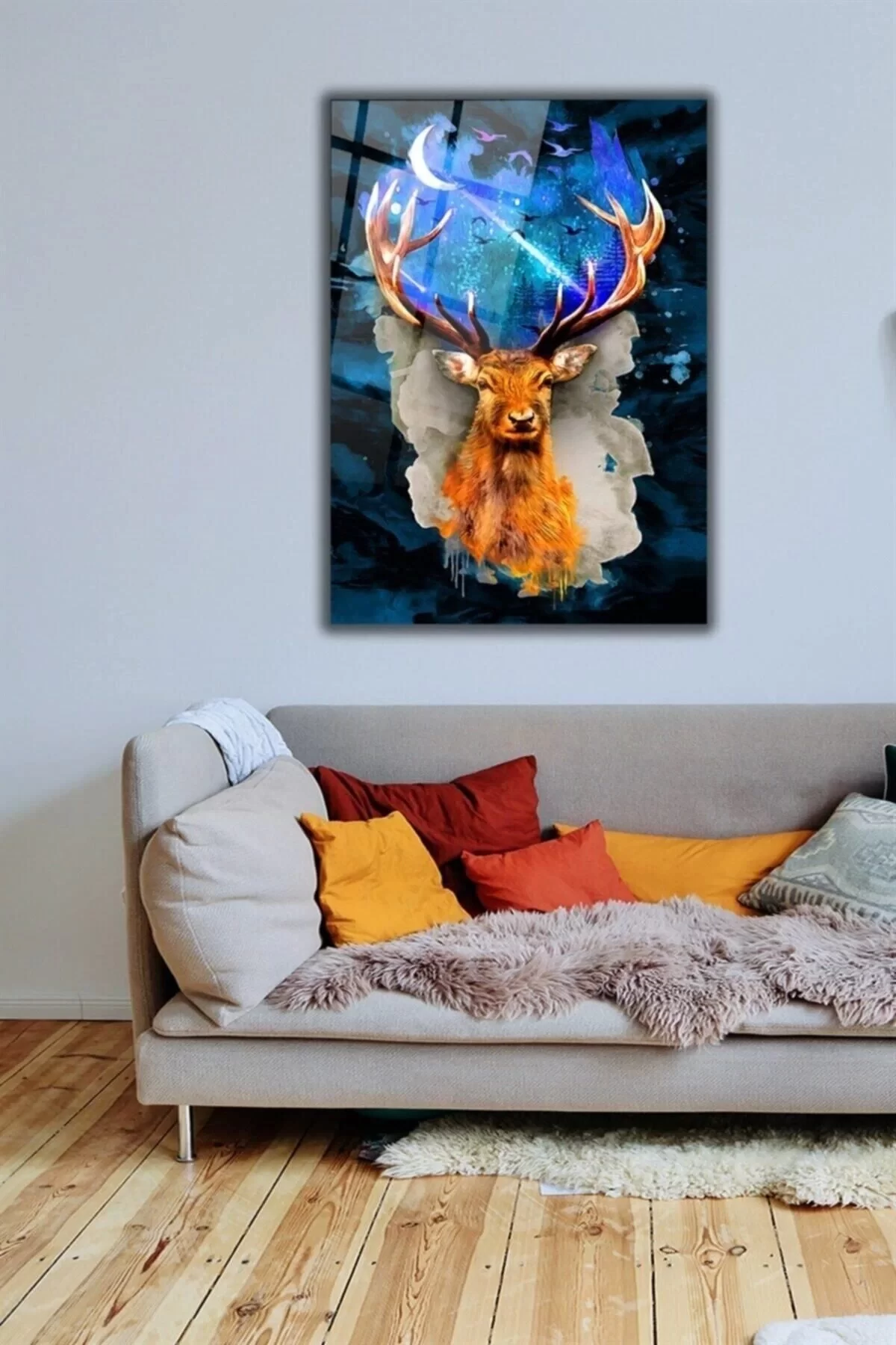 Abstract Deer Glass Painting Wall Decoration