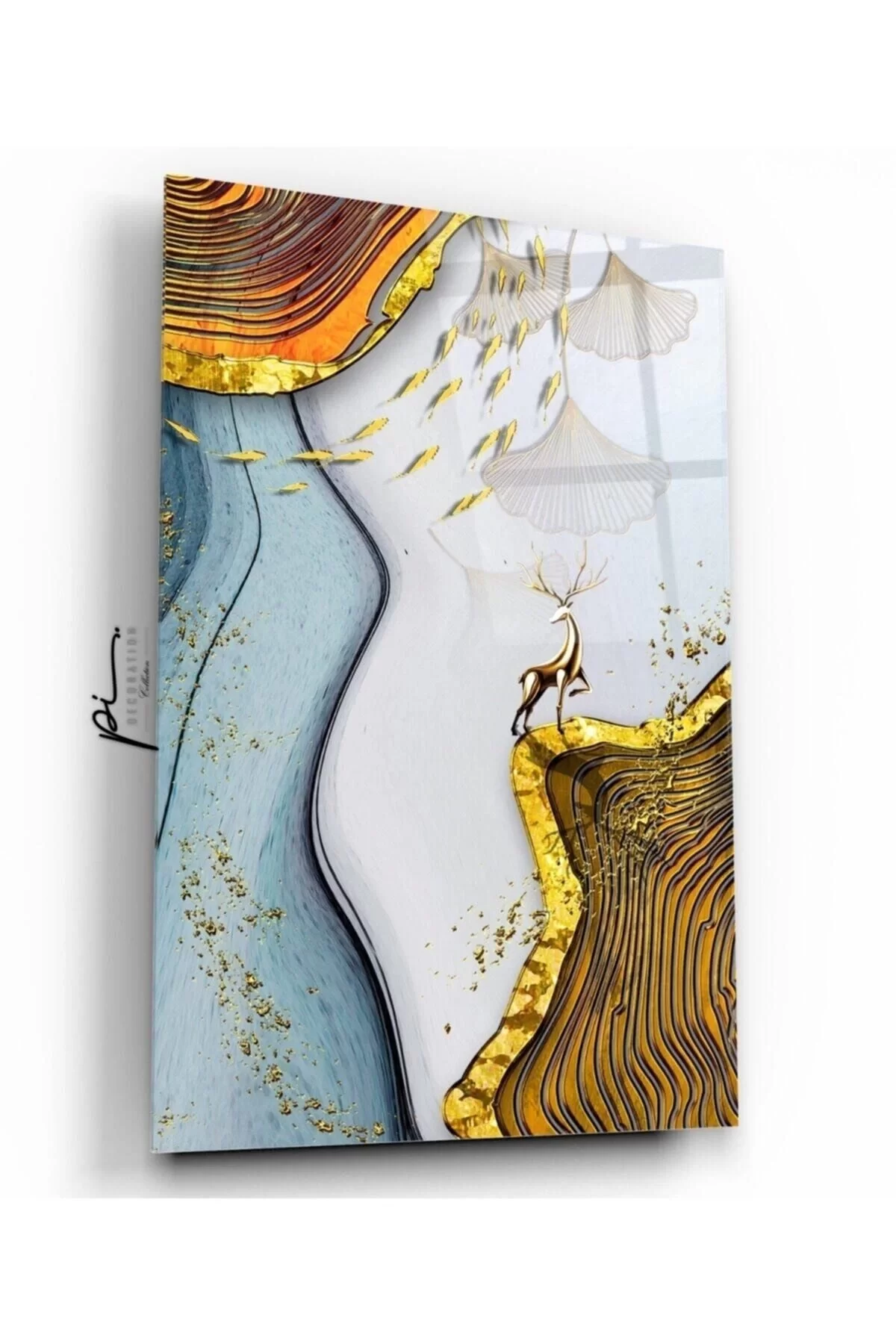 Abstract Gold Glass Painting