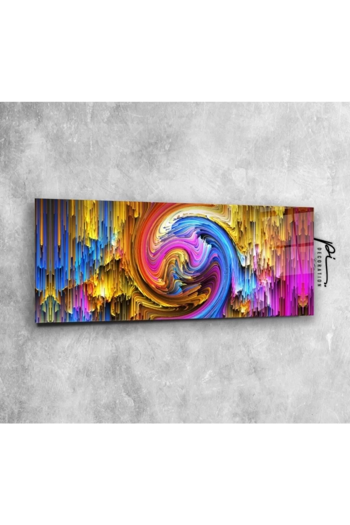 Abstract Colors Panoramic Glass Painting