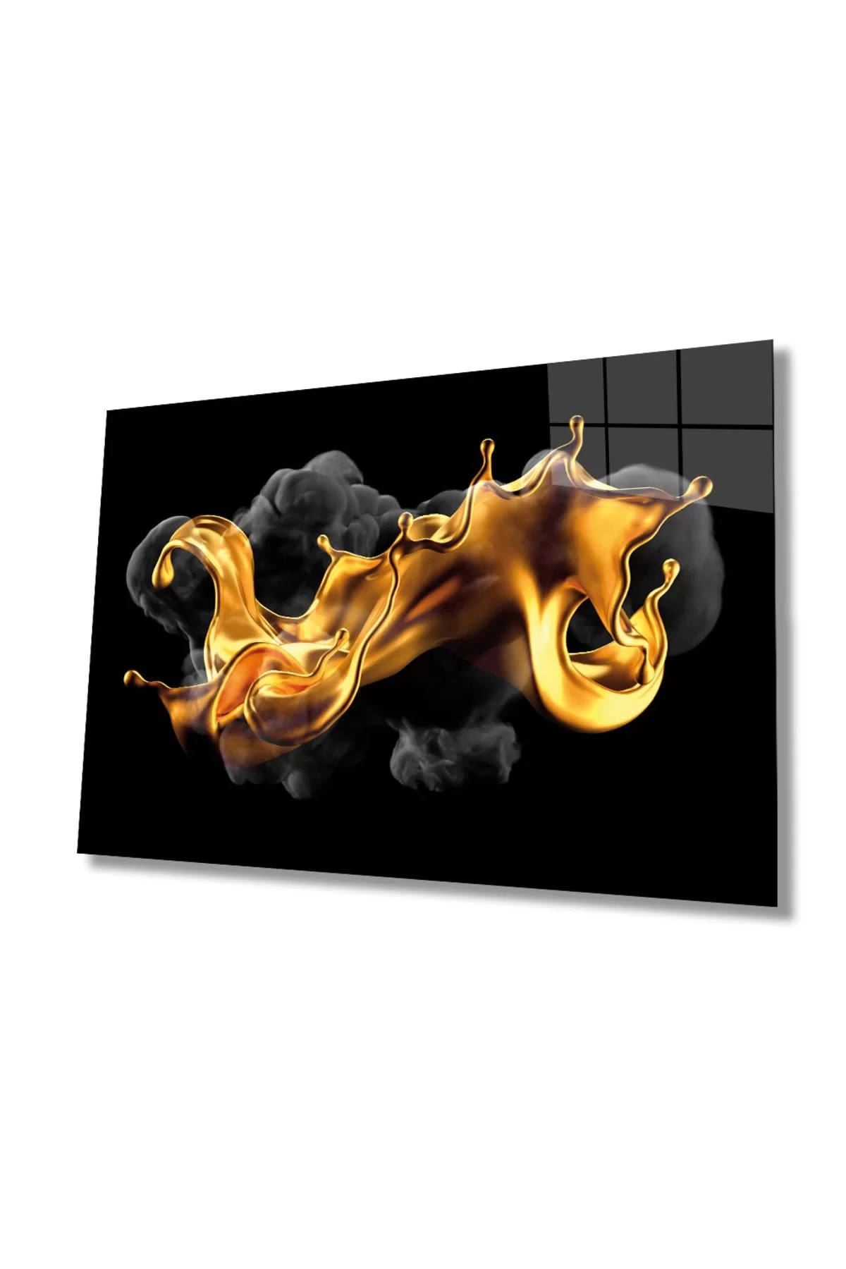 Abstract Yellow Black Glass Painting Home And Office Wall Decoration