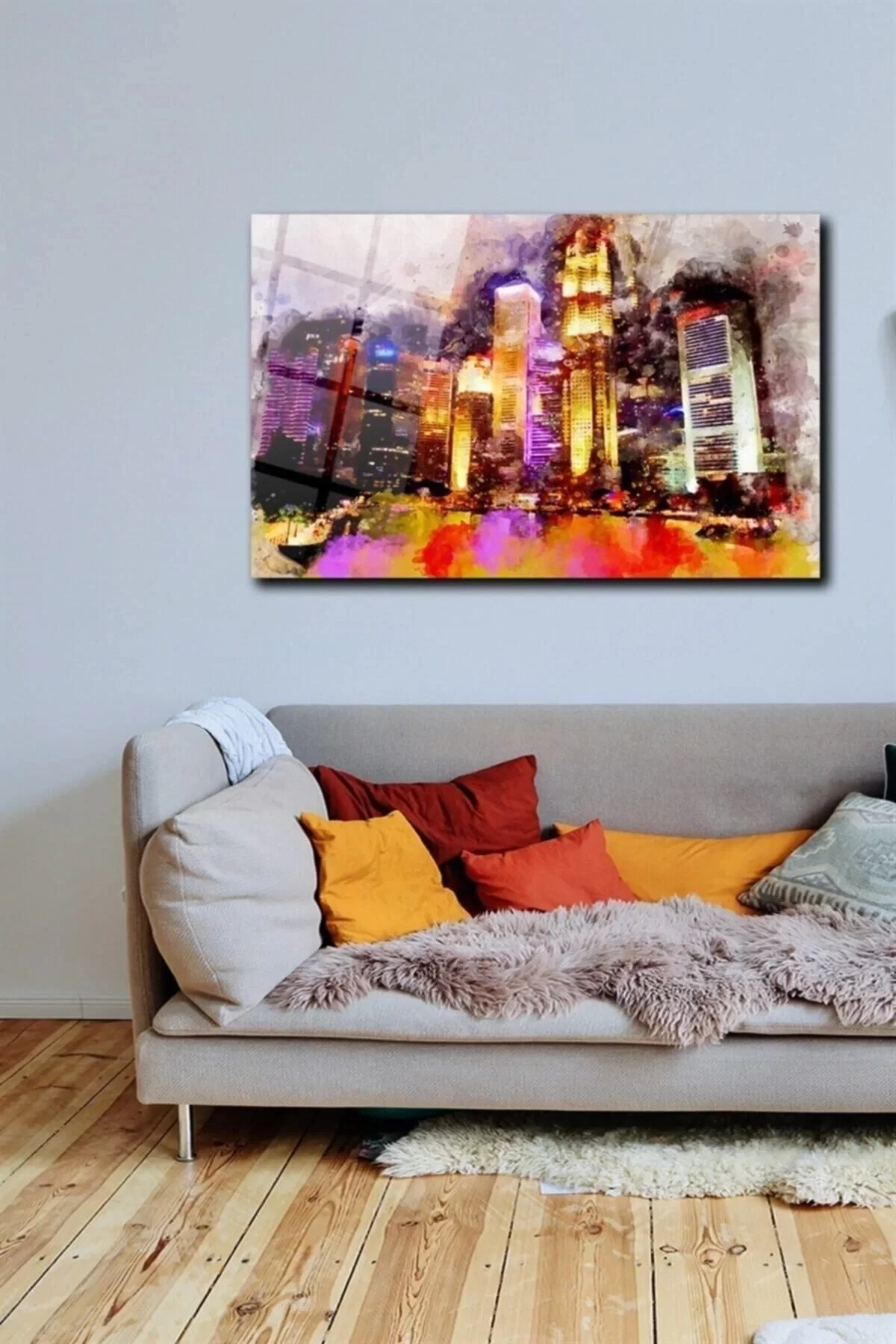 Abstract City Glass Painting Wall Decoration