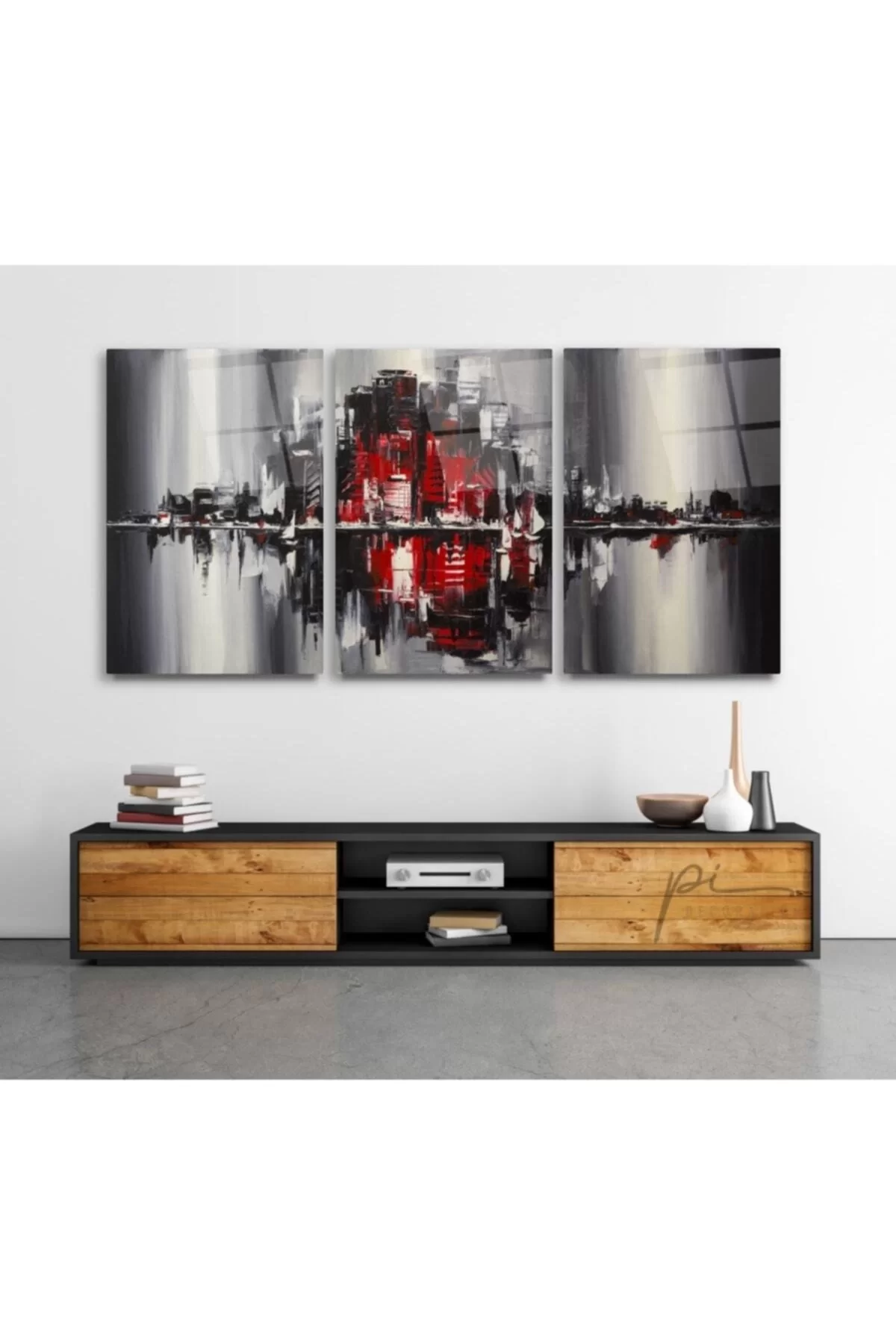 Abstract City Triple Glass Painting