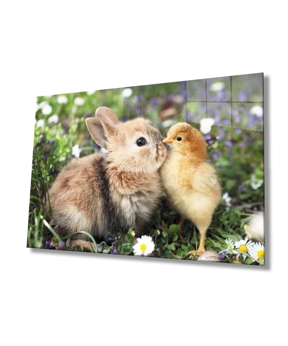 Rabbit and Chick Glass Painting