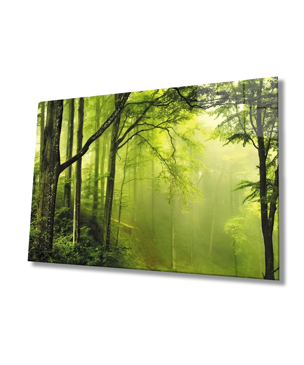 TEKNOO- Tree Forest Green Landscape Glass Painting