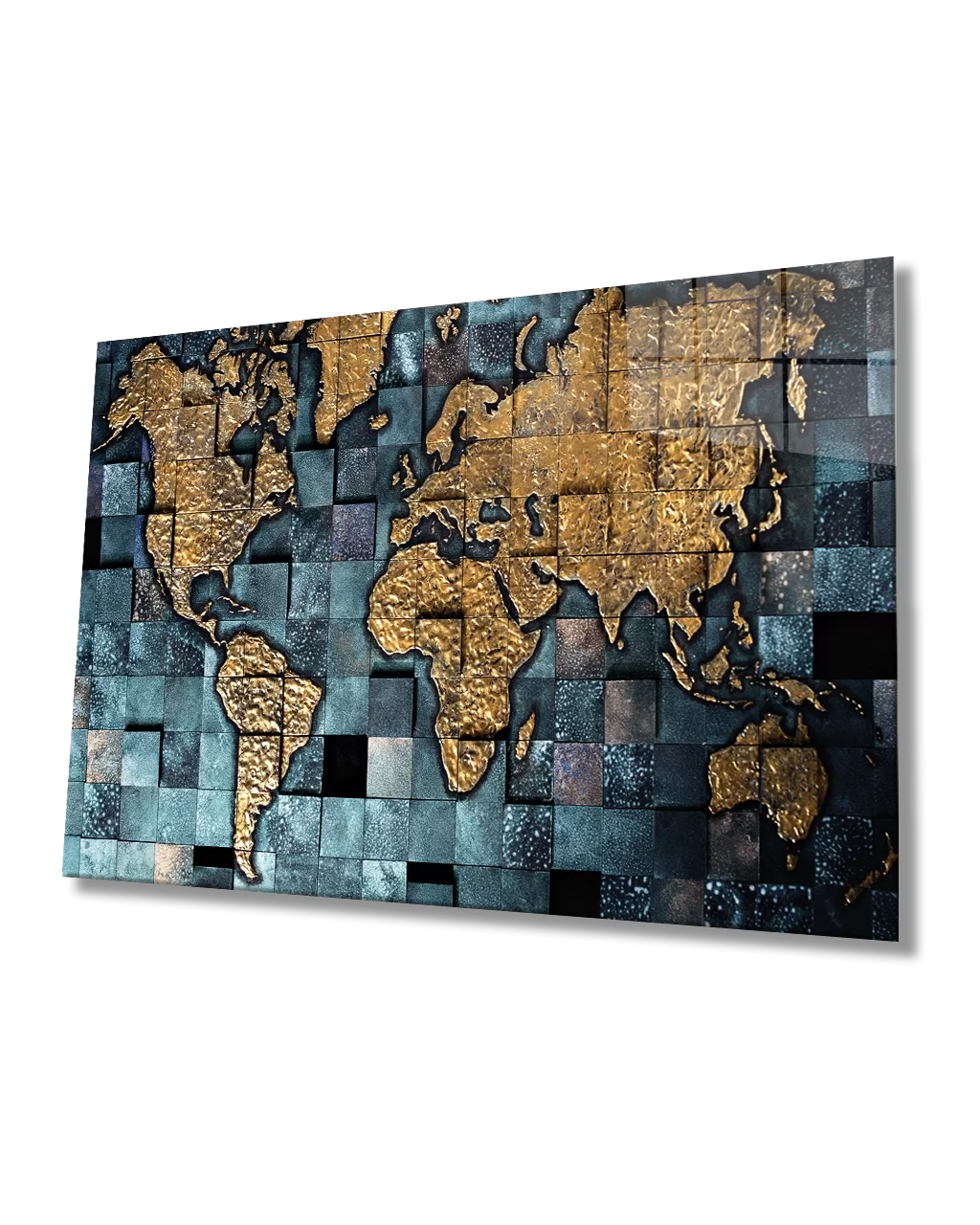 TEKNOO- Golden World Map Glass Painting