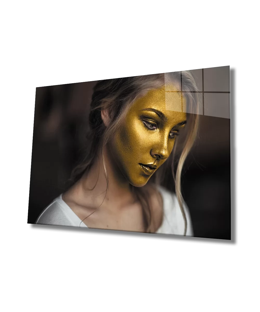 TEKNOO- Gold Faced Woman Glass Painting Gold Faced