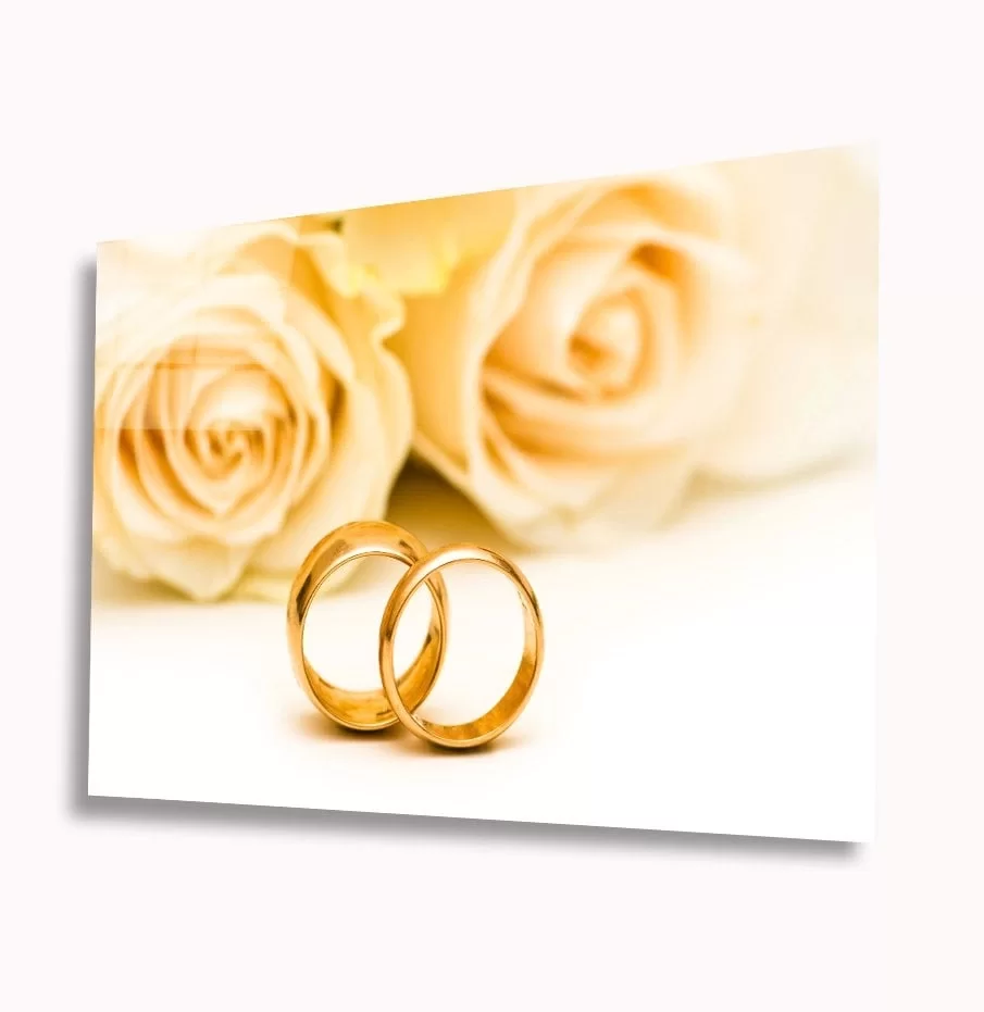 TEKNOO- Wedding Rings and Roses Glass Painting