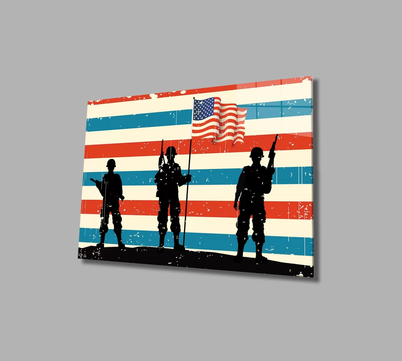 TEKNOO- Military America Flag Glass Painting Soldier America Flag