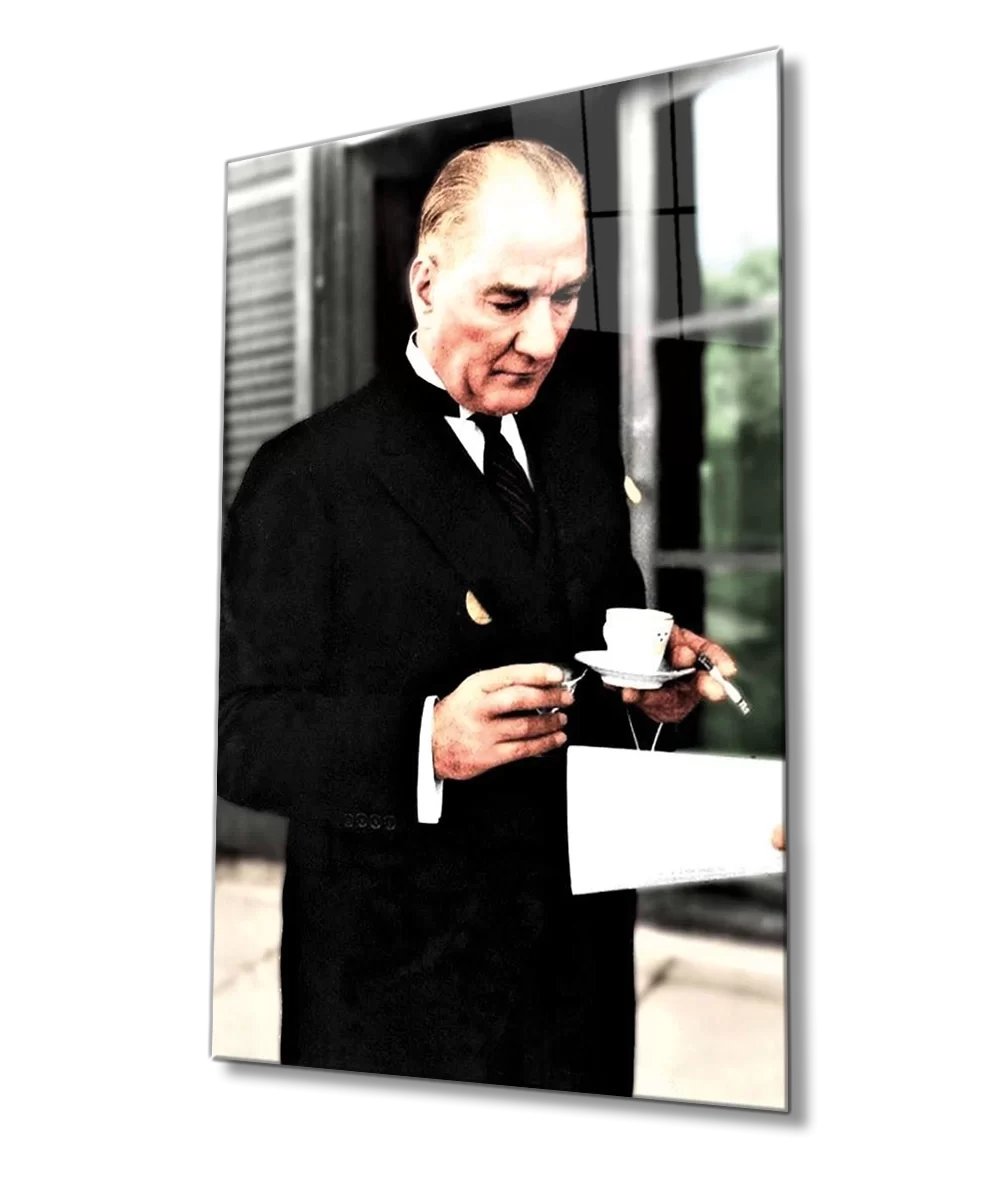 TEKNOO- Ataturk Portrait Glass Painting Home and Office Wall Decoration