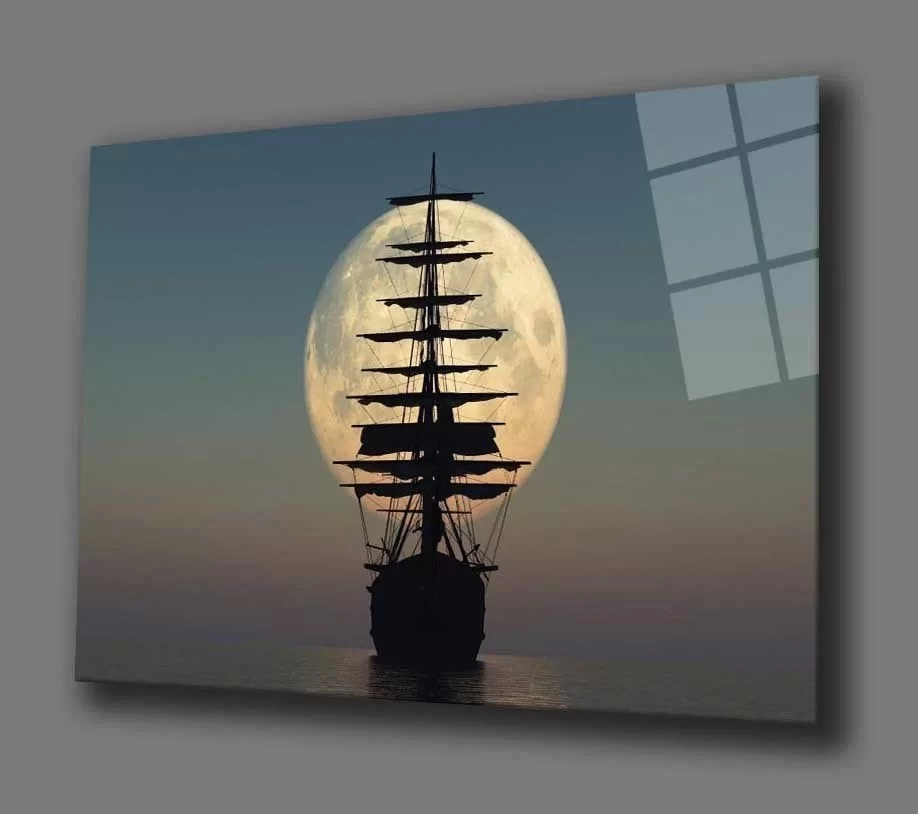 TEKNOO- Sailboat Painting in Moonlight