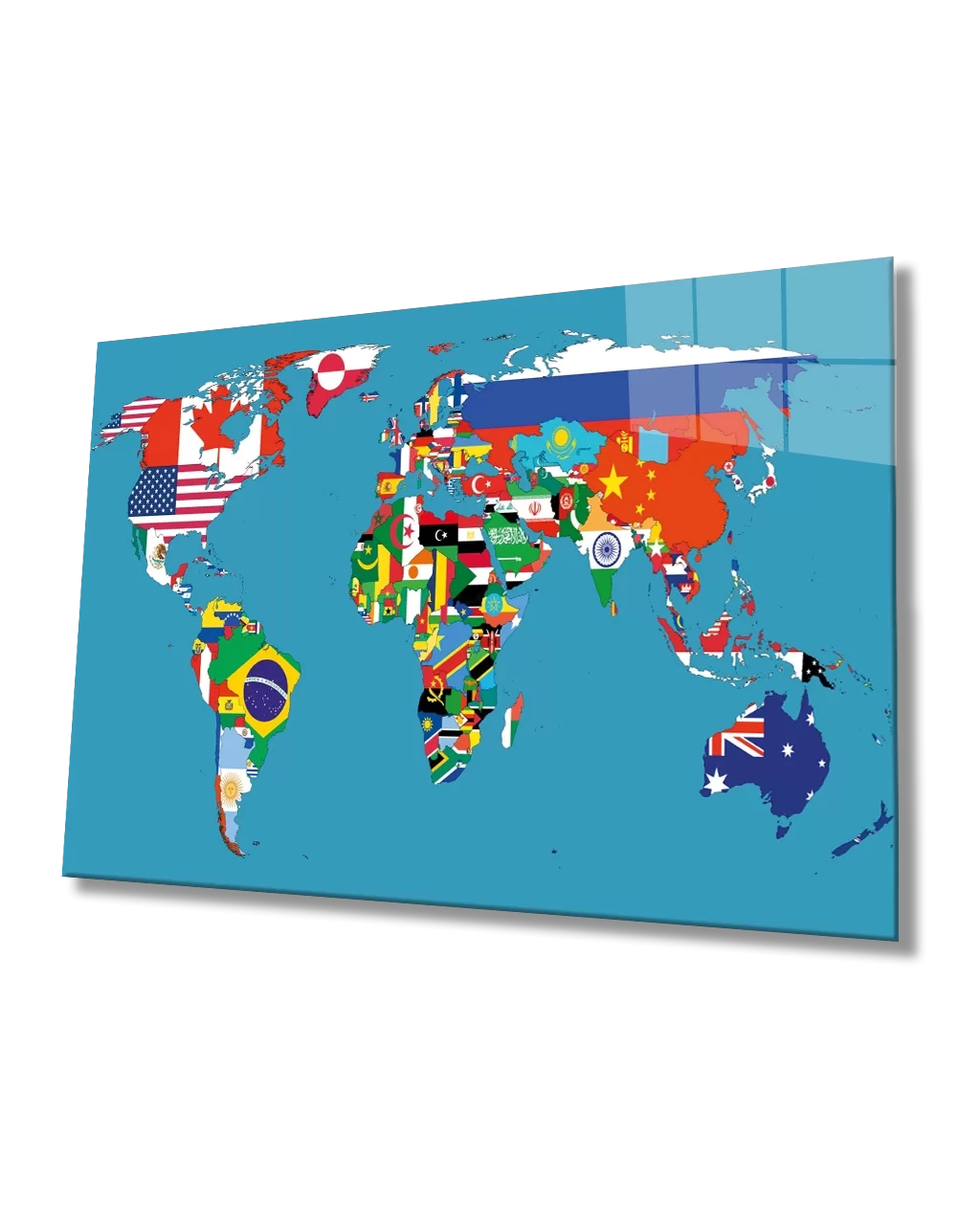 TEKNOO- Flags World Map Glass Painting