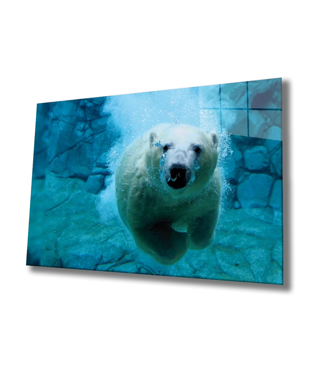 TEKNOO- White Polar Bear Glass Painting Ice Bear