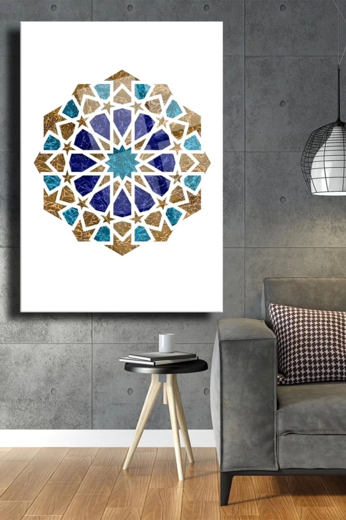 TEKNOO- White Seljuk Glass Painting, Motif Wall Decoration