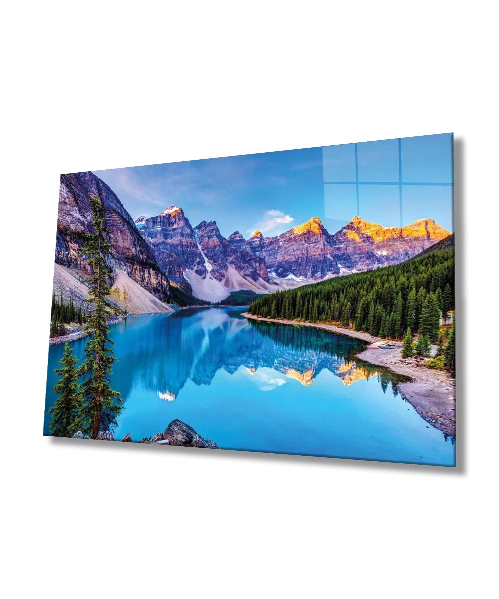 TEKNOO- Mountain Reflection Landscape Glass Painting Home and Office Wall Decoration