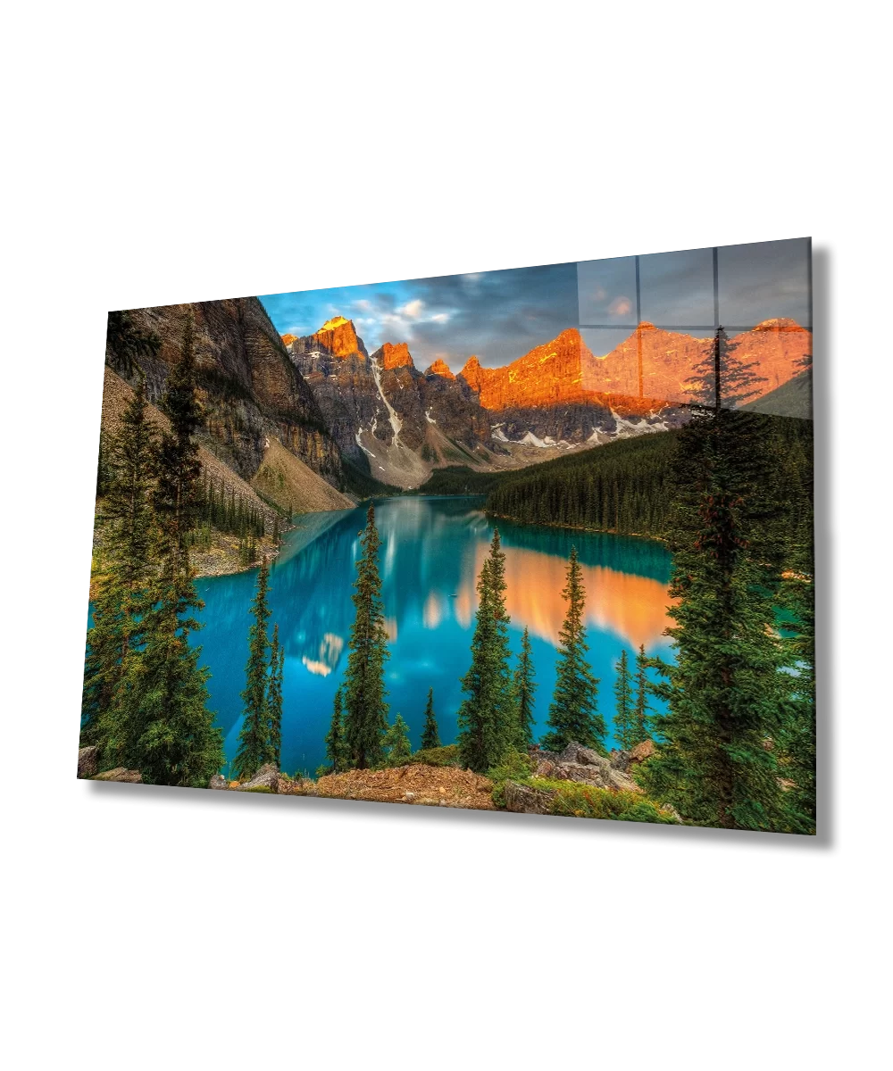 TEKNOO- Mountain Reflection Landscape Glass Painting Home and Office Wall Decoration