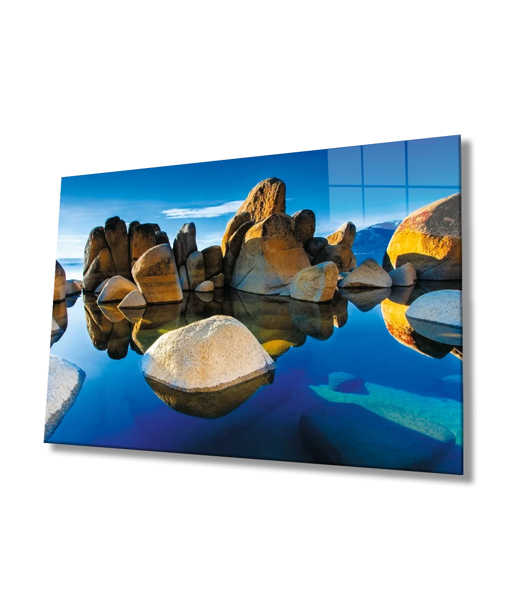 TEKNOO- Mountain Reflection Landscape Glass Painting Home and Office Wall Decoration