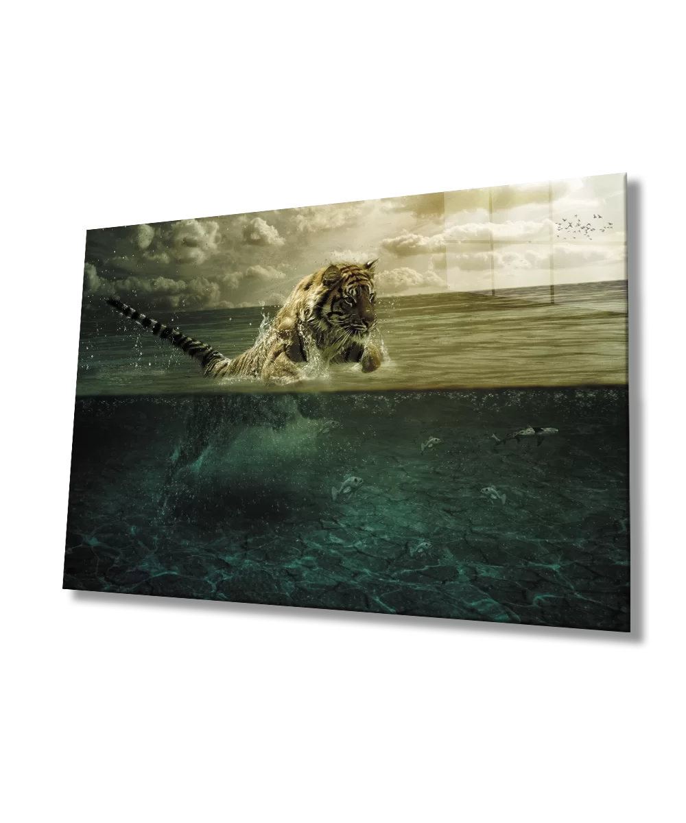 TEKNOO- Tiger in the Sea Animal Glass Painting